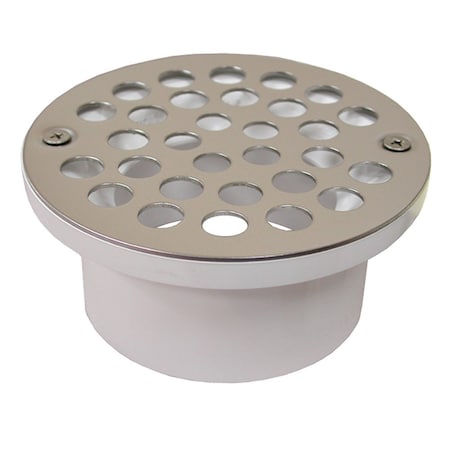 Jones Stephens 3in. x 4in. General Purpose PVC Drain with 5in. Chrome Plated Round Strainer D54101
